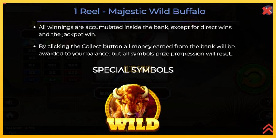 სურათი 6 სათამაშო მანქანა 1 Reel Majestic Wild Buffalo