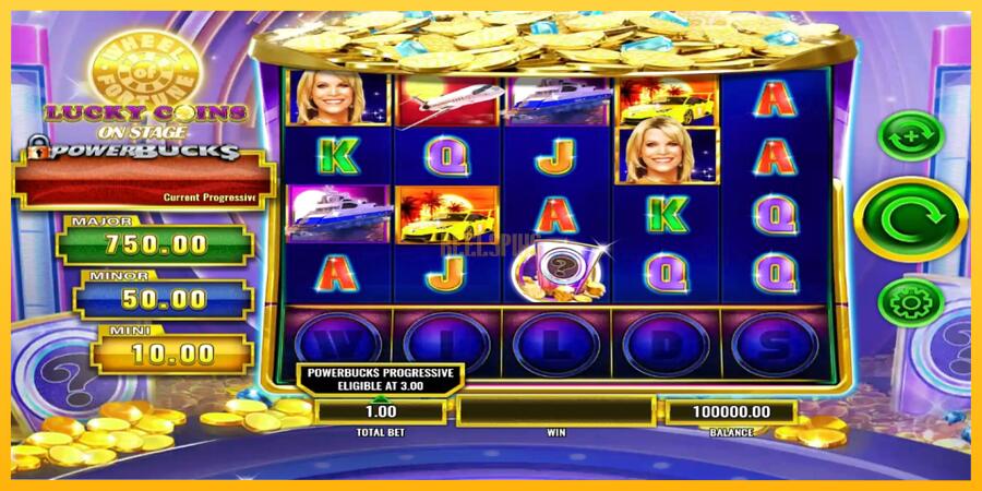 სურათი 1 სათამაშო მანქანა PowerBucks Wheel of Fortune Lucky Coins On Stage