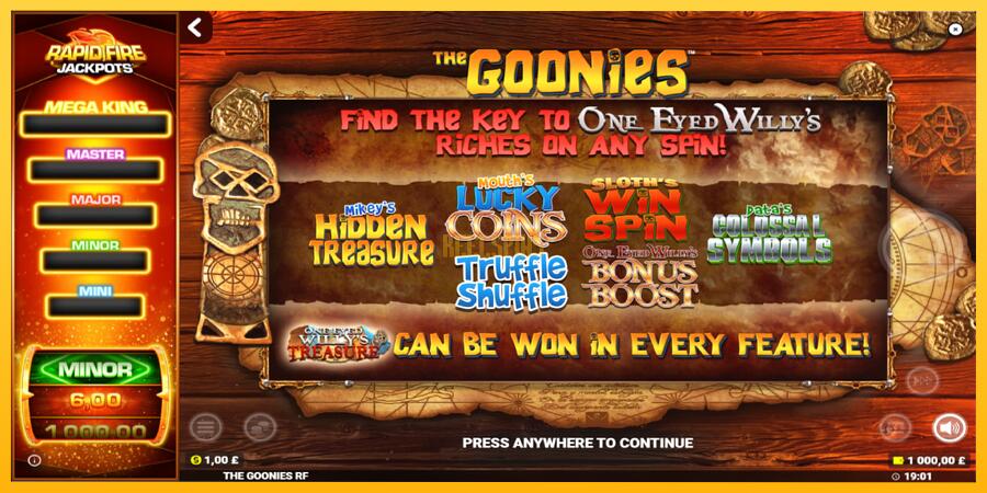 სურათი 1 სათამაშო მანქანა The Goonies Deluxe Rapid Fire Jackpots