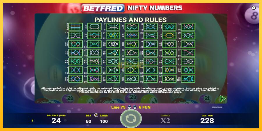 სურათი 7 სათამაშო მანქანა Betfred Nifty Numbers